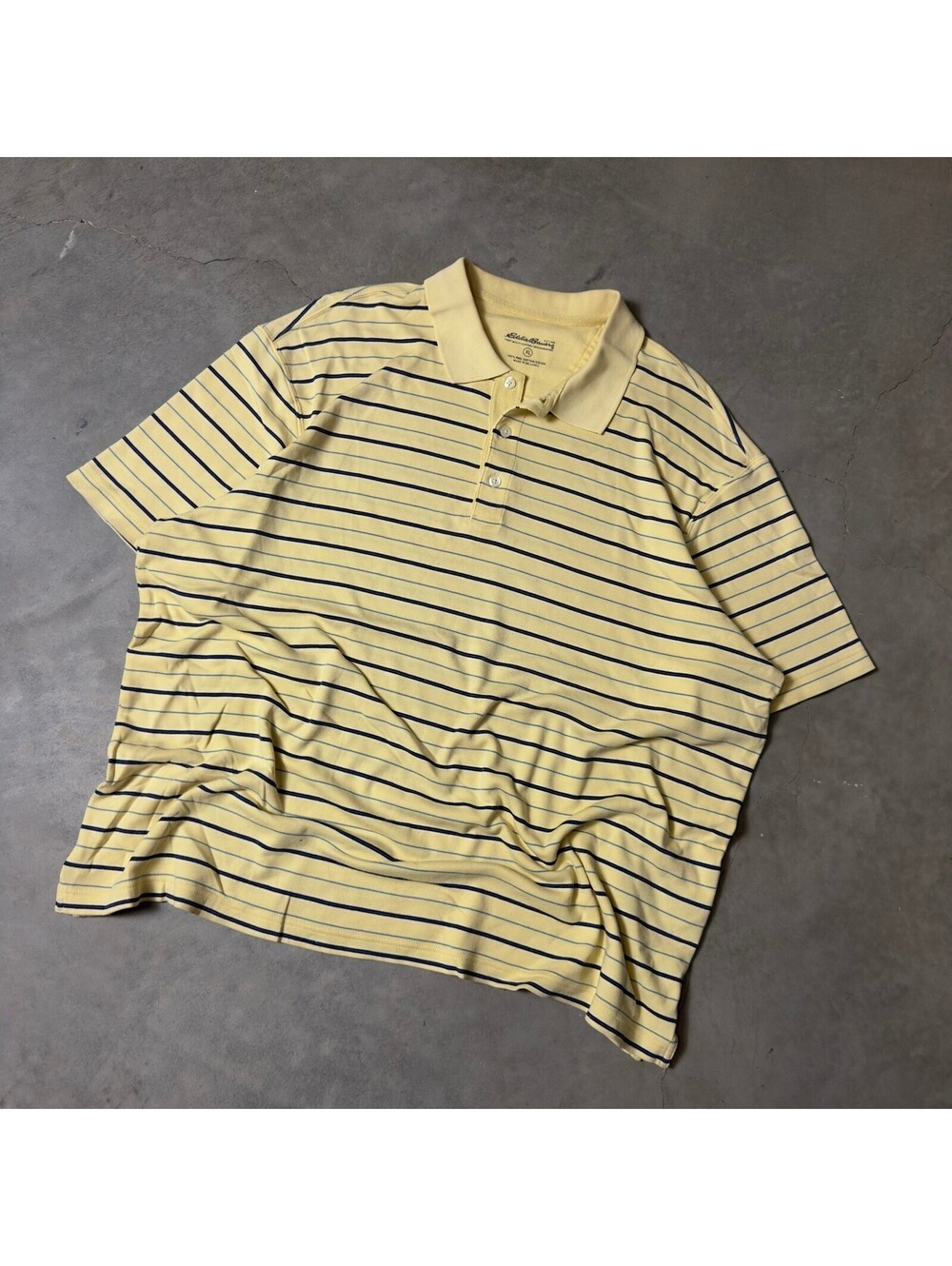 Eddie Bauer Striped Pima Cotton Polo Shirt Mens XL Yellow